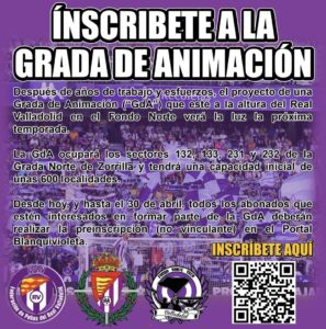 inscribete en la grada de animanción