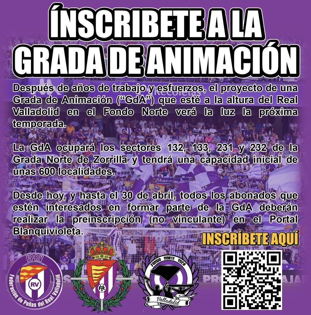 inscribete en la grada de animanción